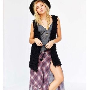 Fringe black long vest